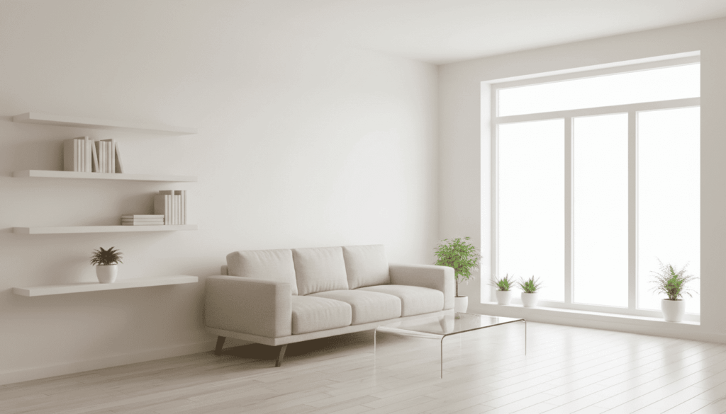 Comment agrandir un petit salon Le blanc et ses nuances pour repousser les murs